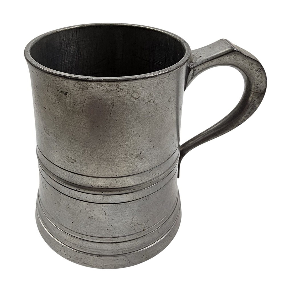 Swan Pewter Tankard Mug Crown & Rose Made in England Vintage 4.25 Inch